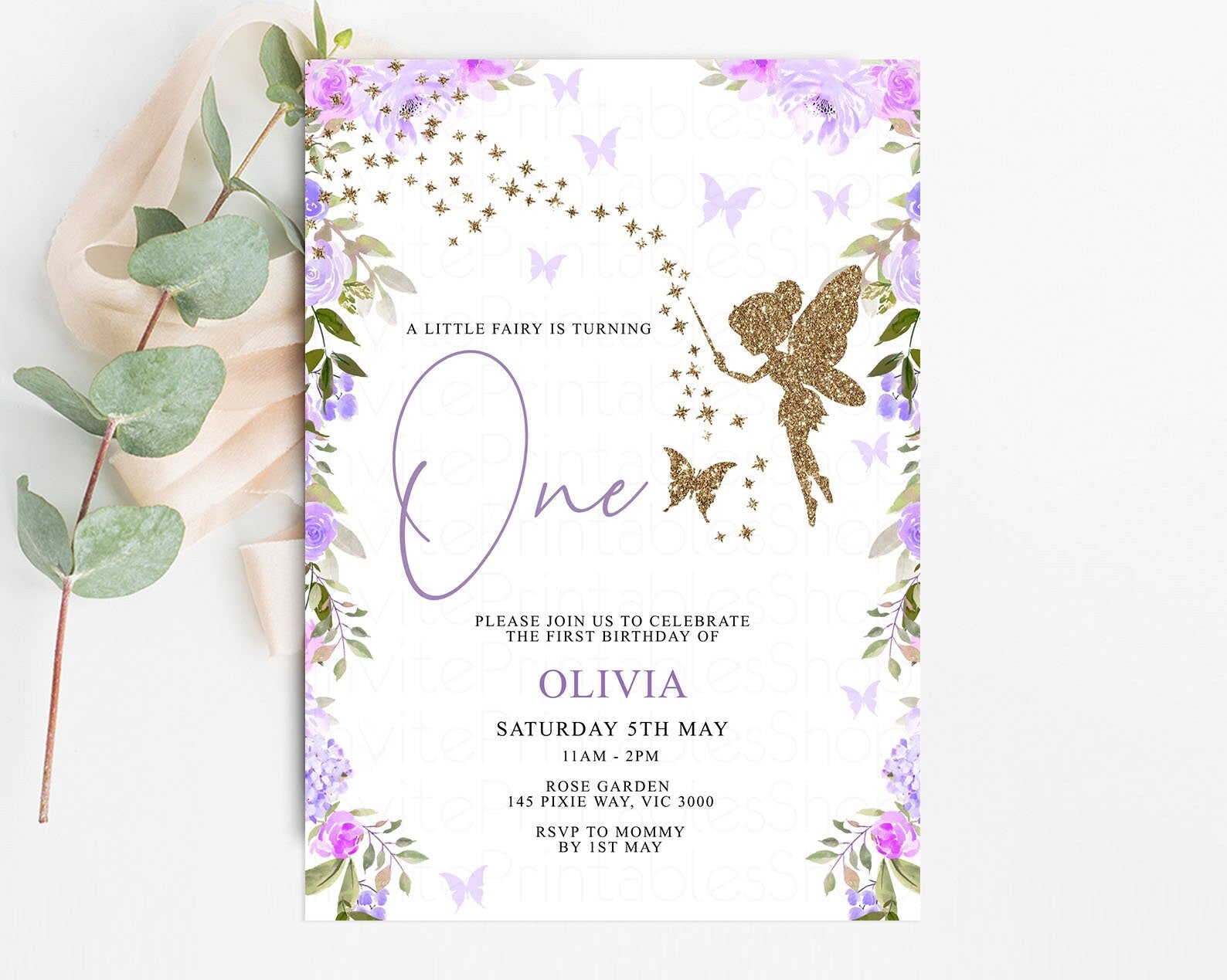 Editable Fairy Birthday Invitations Garden Fairy Invites Enchanted Garden Bi