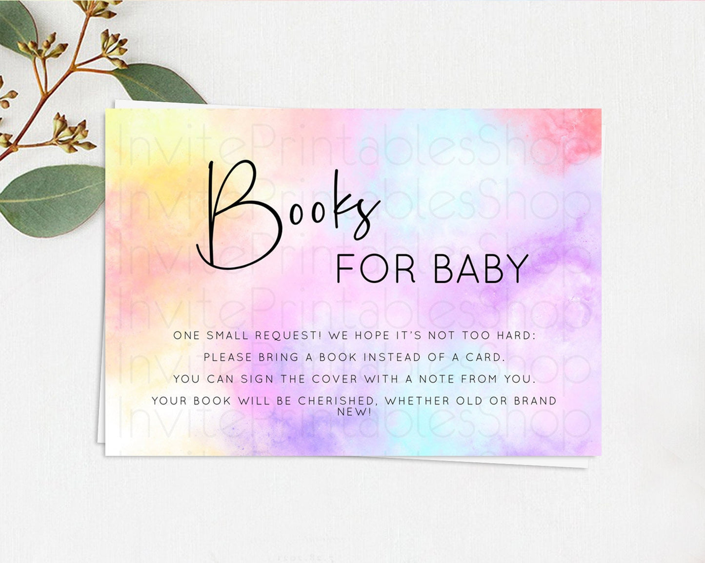 Pastel Books For Baby Card Pastel Rainbow Book Insert Colorful Ombre Watercolor Book Card Confetti Glitter Baby Book Poem Request D10438