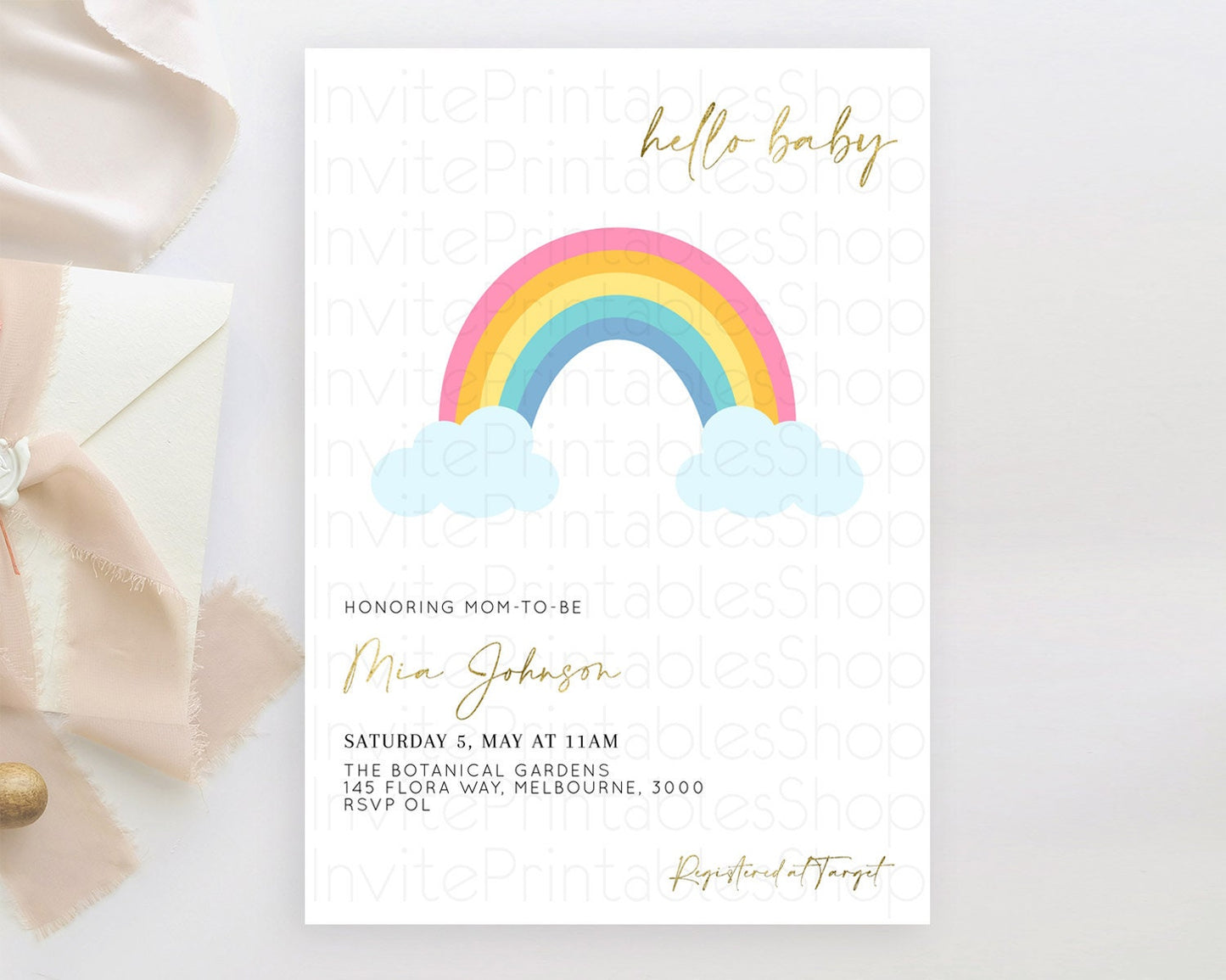 Pastel Rainbow Baby Shower Invitation Pastel Rainbow Invitation Rainbow Baby Invitation Pastel Invitation Boho Rainbow Invitation D10123