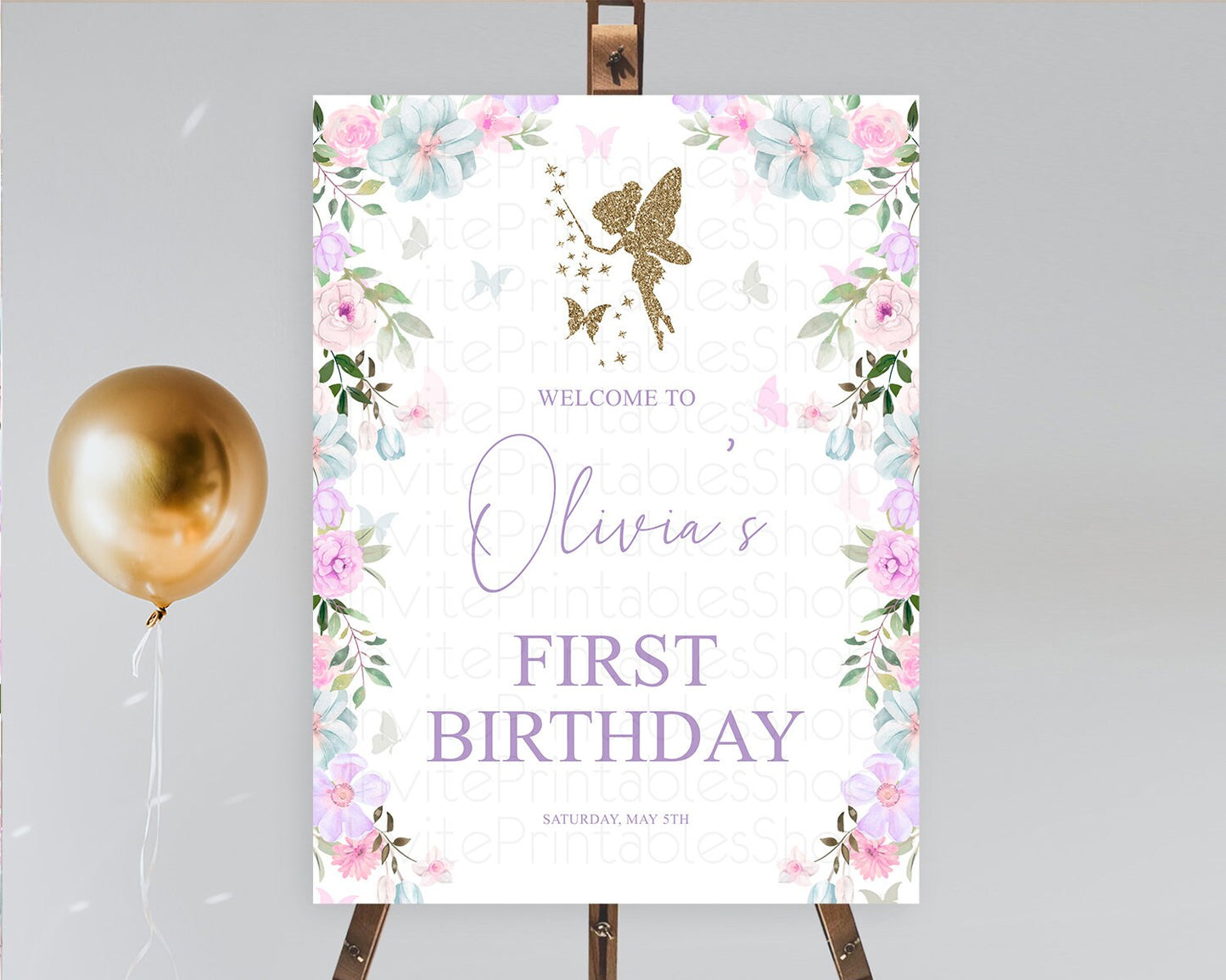 Fairy Welcome Sign Fairy Welcome Board Enchanted Garden Pastel Floral Butterfly Decor Secret Garden First Birthday Welcome Sign D10475