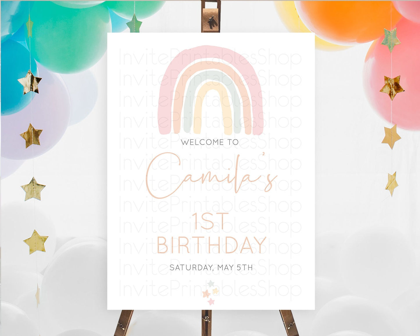 Pastel Rainbow Welcome Sign Boho Rainbow Welcome Board Rainbow Welcome Sign Pastel Welcome Decor Rainbow First Birthday Welcome Sign D10162