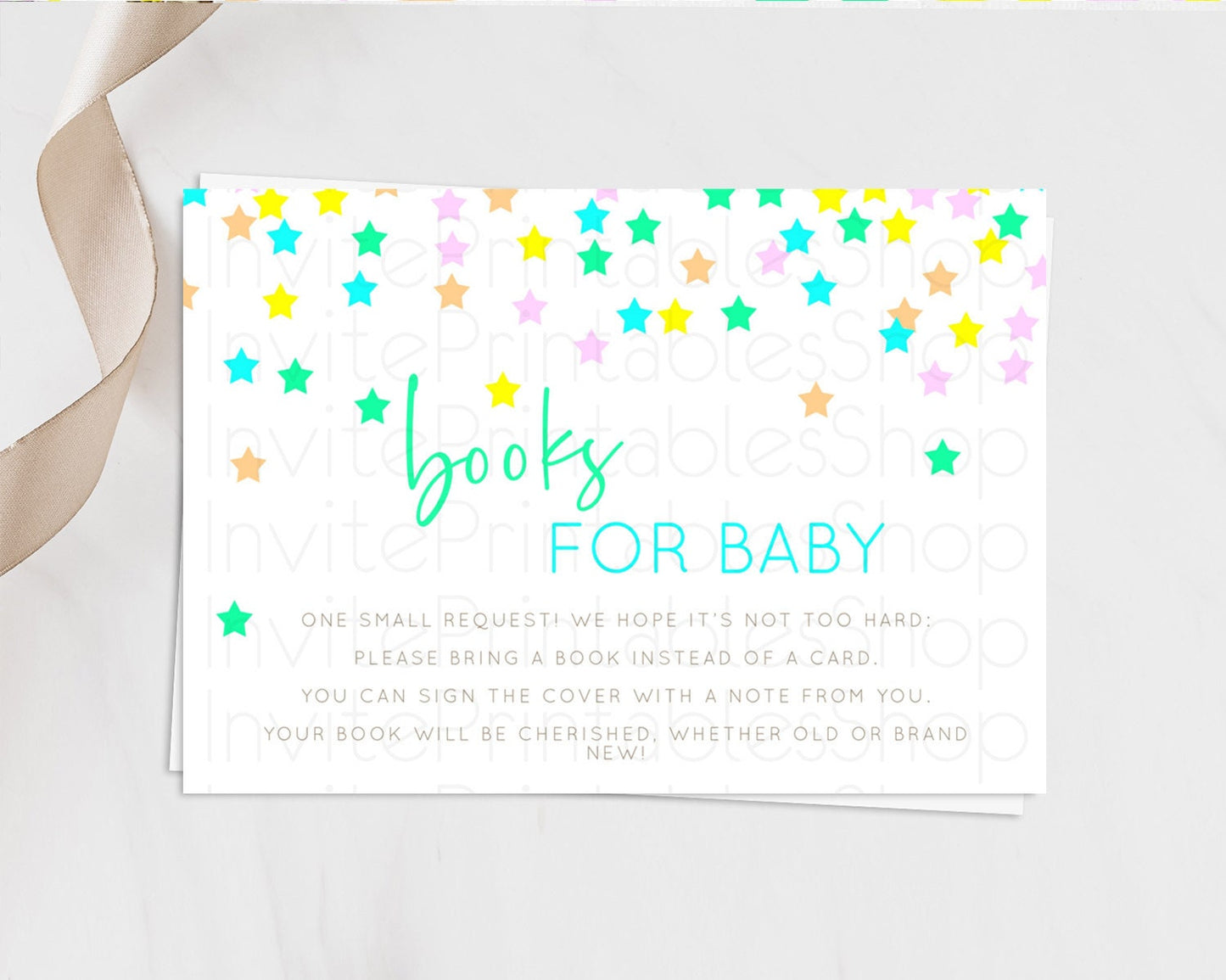 Pastel Star Books For Baby Card Shooting Star Book Insert Twinkle Little Star Book Card Rainbow Confetti Guests Book Poem Request D10397