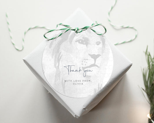 Lion Thank You Tags Lion Thank You Gift Tags Lion Party Favor Tags Safari Lion Goodie Tags Dried Palm Fern Lion Birthday Thank You D10299