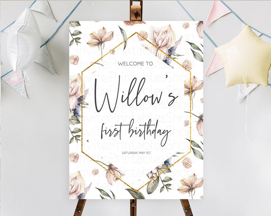 Editable Secret Garden Welcome Sign Wildflower Welcome Board Pastel Flower G