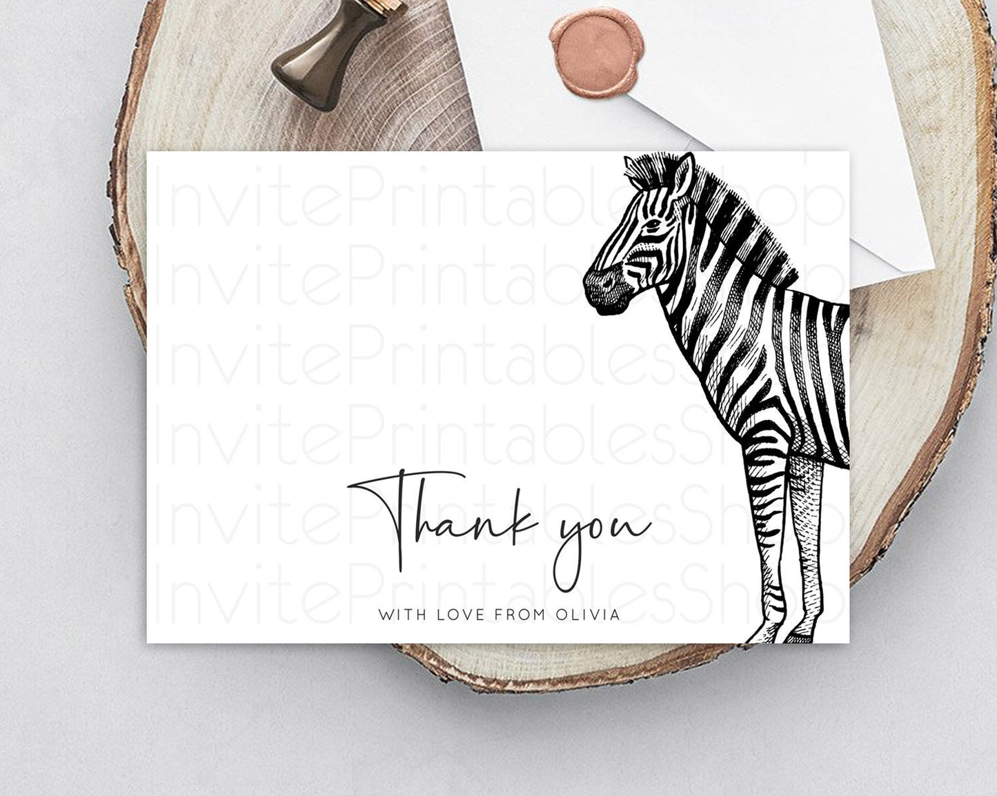 Zebra Thank You Zebra Thank You Card Zebra Birthday Thank You Cards Safari Dried Palm Fern Zebra Teacher Thank You Card Template D10249