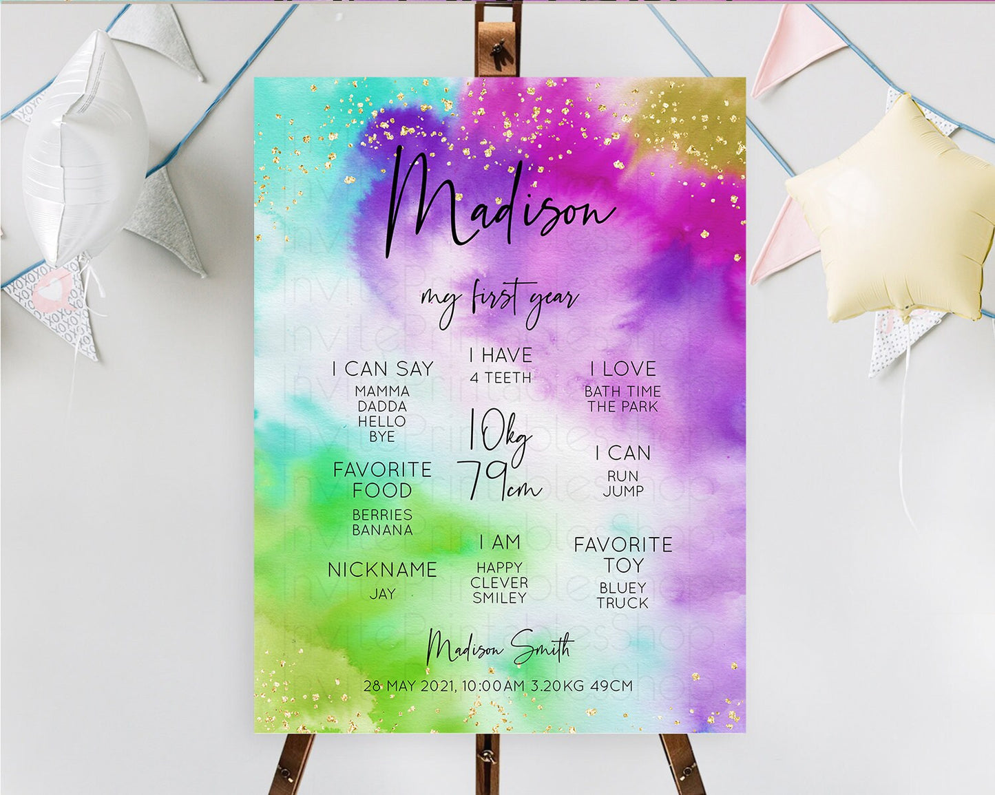 Tie Dye Milestone Board Rainbow First Birthday Milestone Poster Pastel Milestone Colorful Milestone Board Pastel Rainbow Birthday D10536