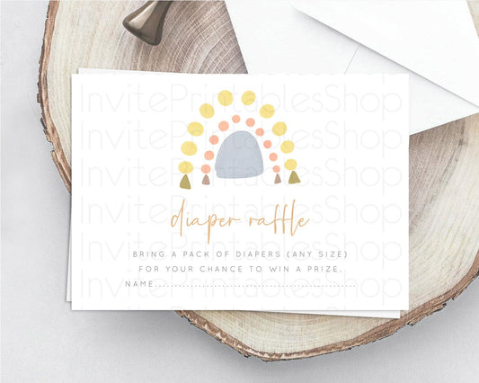 Editable Pastel Rainbow Diaper Raffle Card Boho Rainbow Diaper Insert Boho R