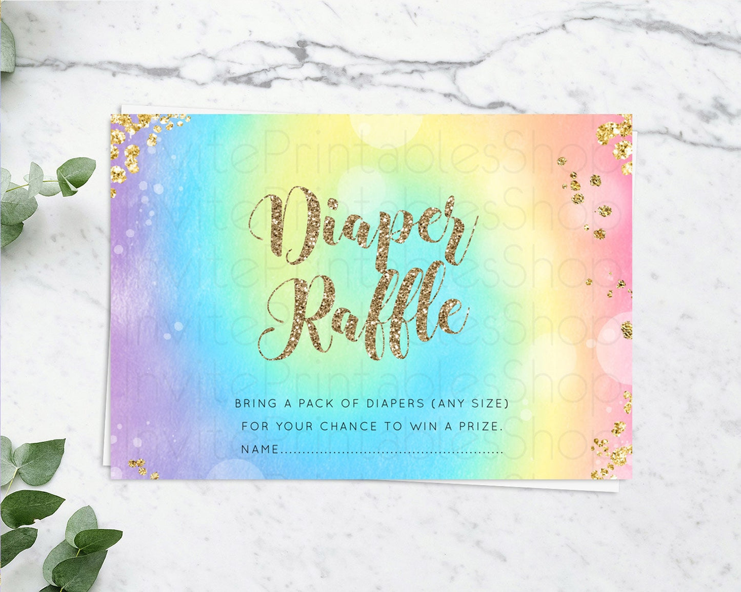 Tie Dye Diaper Raffle Card Rainbow Tie Dye Diaper Raffle Insert Pastel Rainbow Watercolor Diaper Ticket Tie Dye Colors Raffle Game D10568