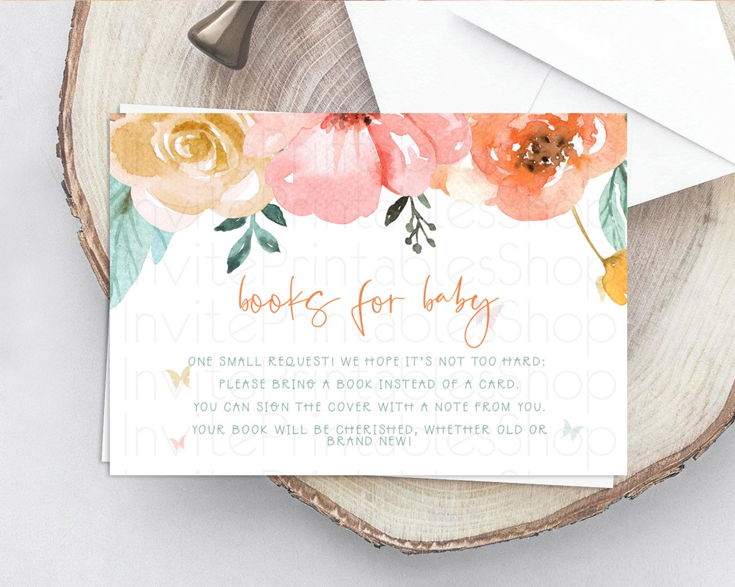 Editable Secret Garden Books For Baby Card Boho Wildflower Book Insert Paste