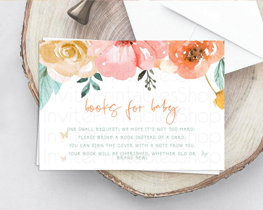 Editable Secret Garden Books For Baby Card Boho Wildflower Book Insert Paste