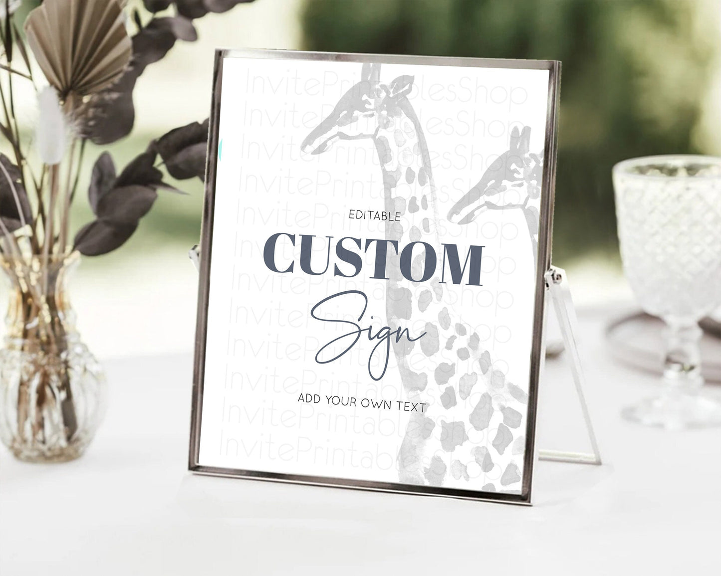 Giraffe Sign Giraffe Party Sign Template Safari Adventure Table Sign Decor Giraffe Minimal Theme 1st Birthday Baptism Baby Shower D10306