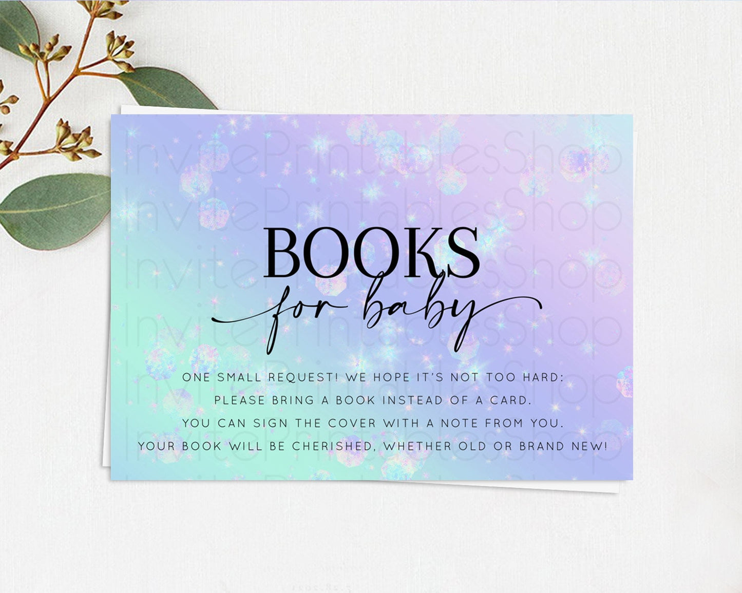 Rainbow Books For Baby Card Pastel Book Insert Colorful Pastel Watercolor Ombre Book Card Iridescent Sprinkles Book Poem Request D10663