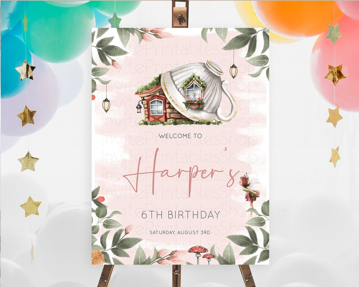 Fairy Welcome Sign Fairy Welcome Board Enchanted Garden Pastel Floral Butterfly Decor Secret Garden First Birthday Welcome Sign D10563