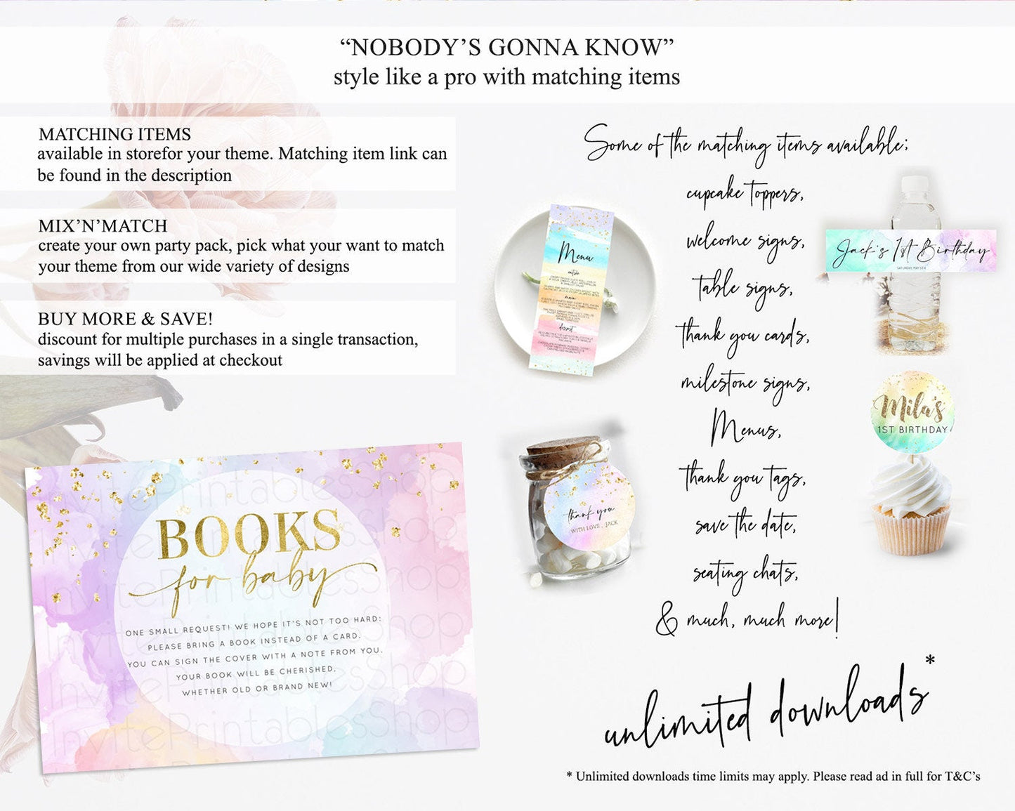 Pastel Books For Baby Card Pastel Rainbow Book Insert Colorful Ombre Watercolor Book Card Confetti Glitter Baby Book Poem Request D10623