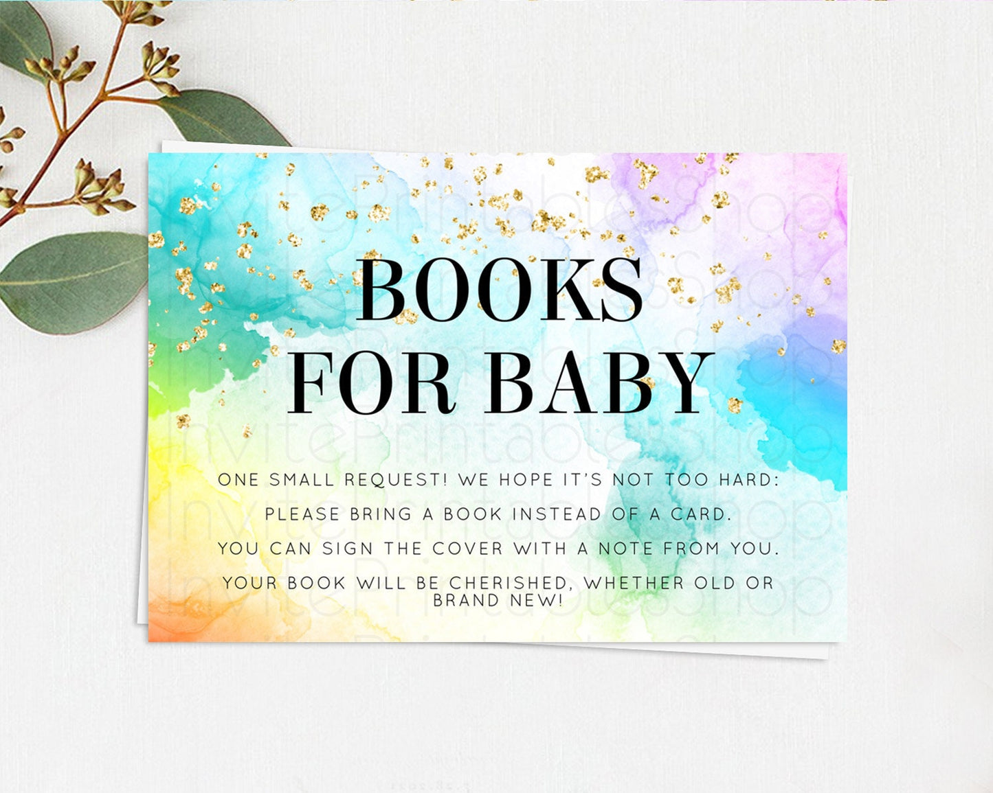 Pastel Books For Baby Card Pastel Rainbow Book Insert Colorful Ombre Watercolor Book Card Confetti Glitter Baby Book Poem Request D10961