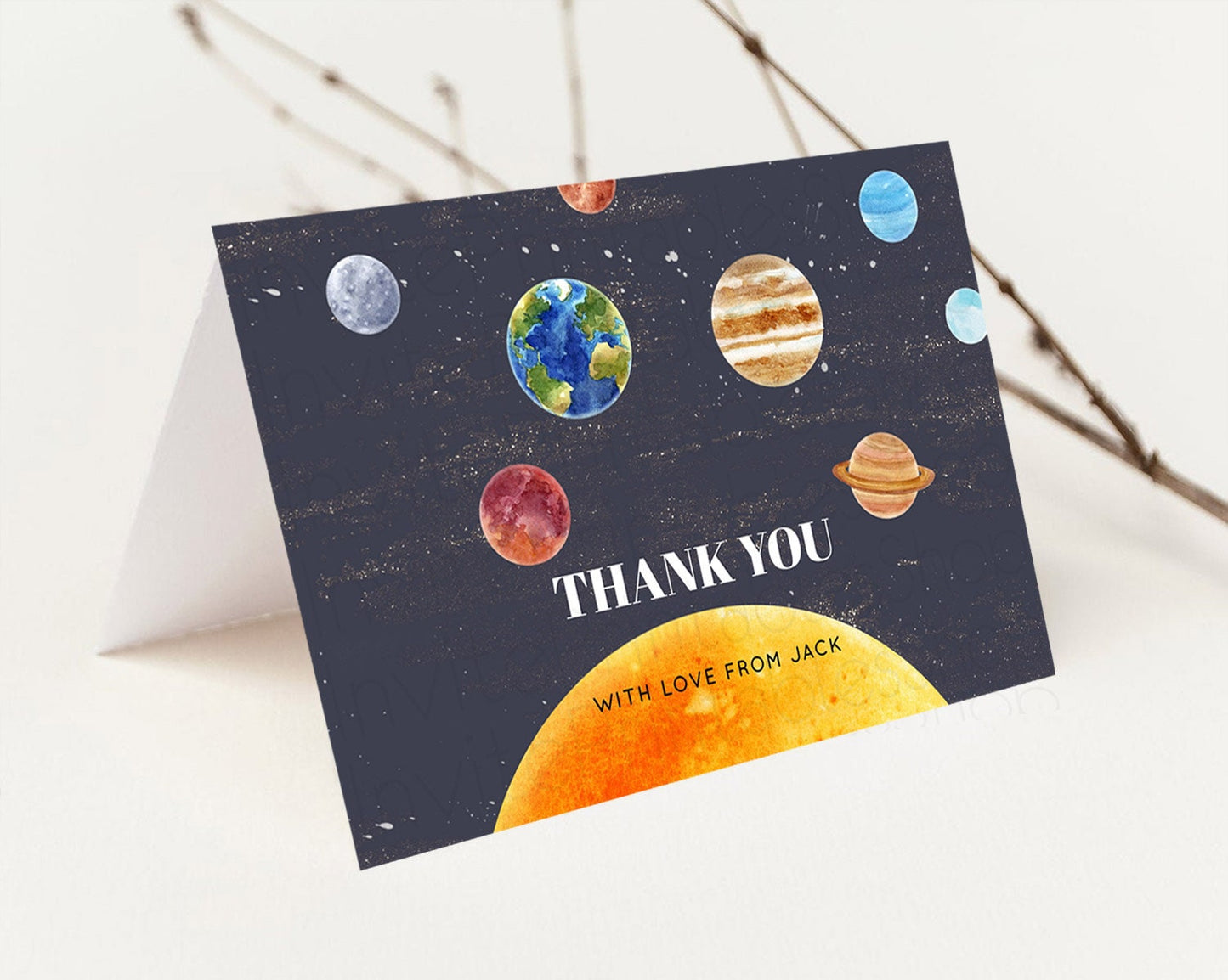 Space Thank You Space Thank You Card First Trip Around the Sun Thank You Card Planets Solar System First Birthday Thank You Cards D10430