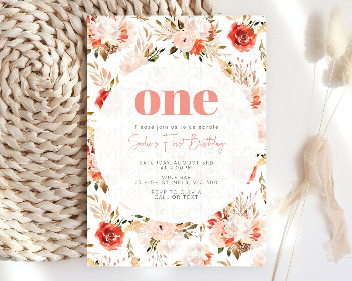 Secret Garden Invitation Wildflower Birthday Invitation Pastel Flowers Invite Enchanted Garden Boho Floral 3rd 2nd First Birthday D10540