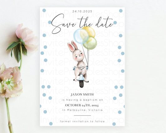 Bunny Balloon Save The Date Template Colorful Pastel Confetti Sprinkles Bunny Party Save The Date 1st Birthday Baby Shower Baptism D10783