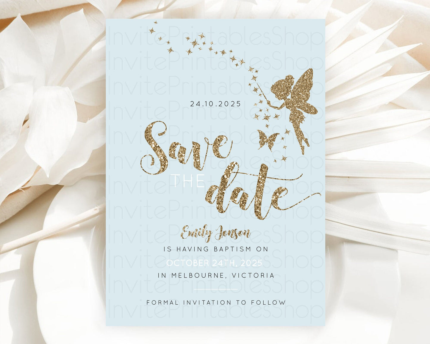 Fairy Save The Date Template Enchanted Garden Pastel Floral Butterfly Party Secret Garden Birthday Baptism Baby Shower Bridal Shower D10907