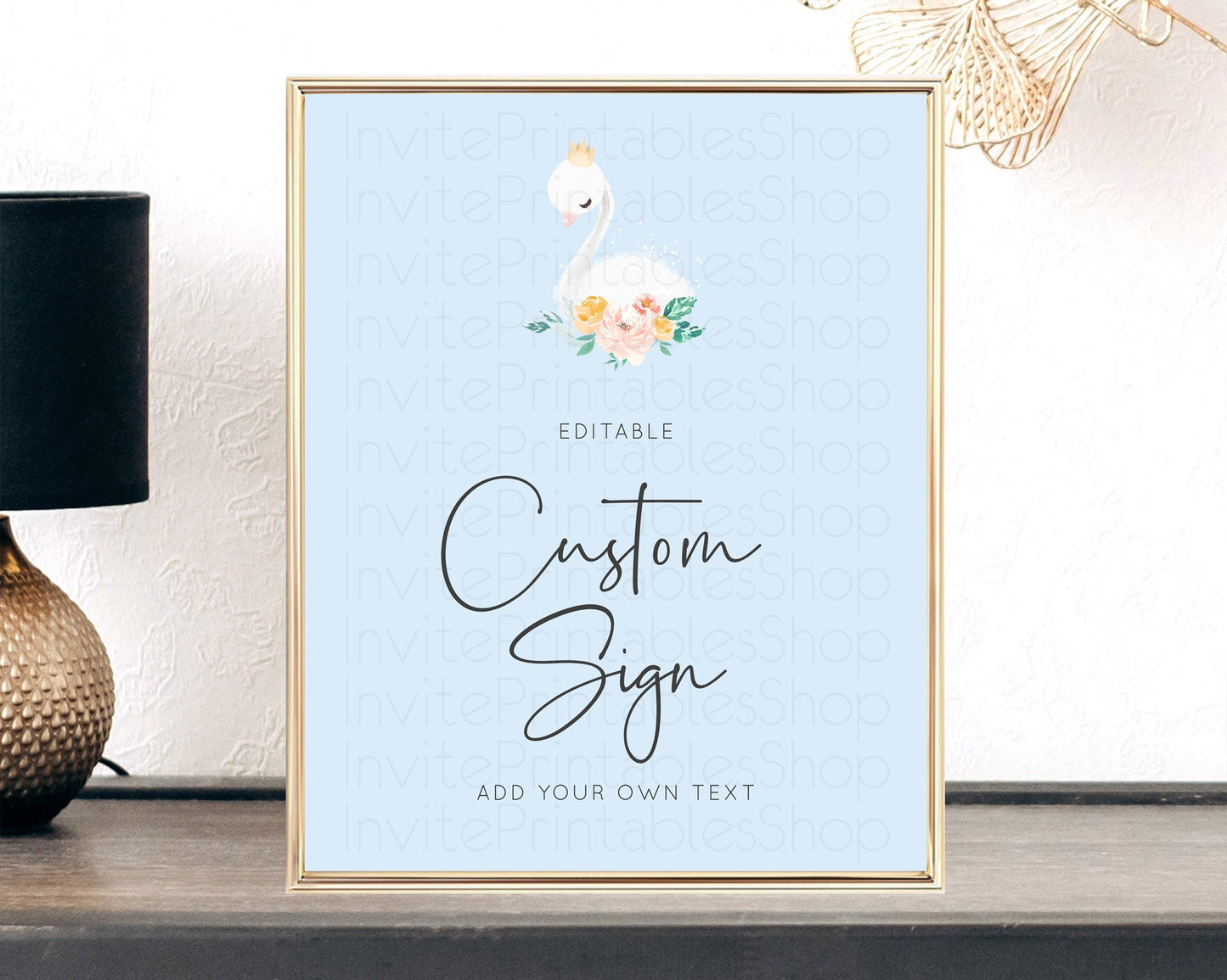 Swan Table Sign Decor Swan Princess Ballet Party Enchanted Swan Lake Secret Garden Pastel Floral 1st Birthday Baptism Baby Shower D10903
