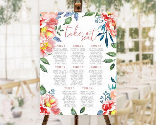 Editable Secret Garden Seating Chart Wildflower Seating Chart Pastel Flowers