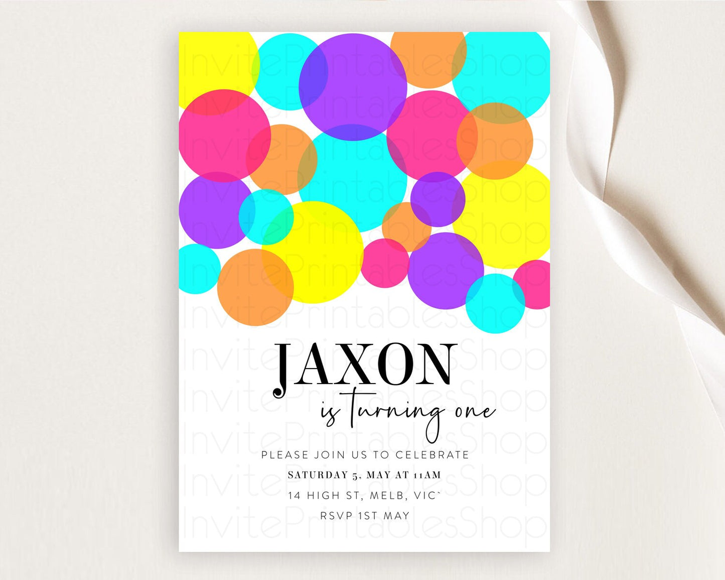 Pastel Birthday Invitation Pastel Confetti Birthday Invitation Bubbles Invitation Colorful Rainbow Confetti 2nd 1st First Birthday D11022
