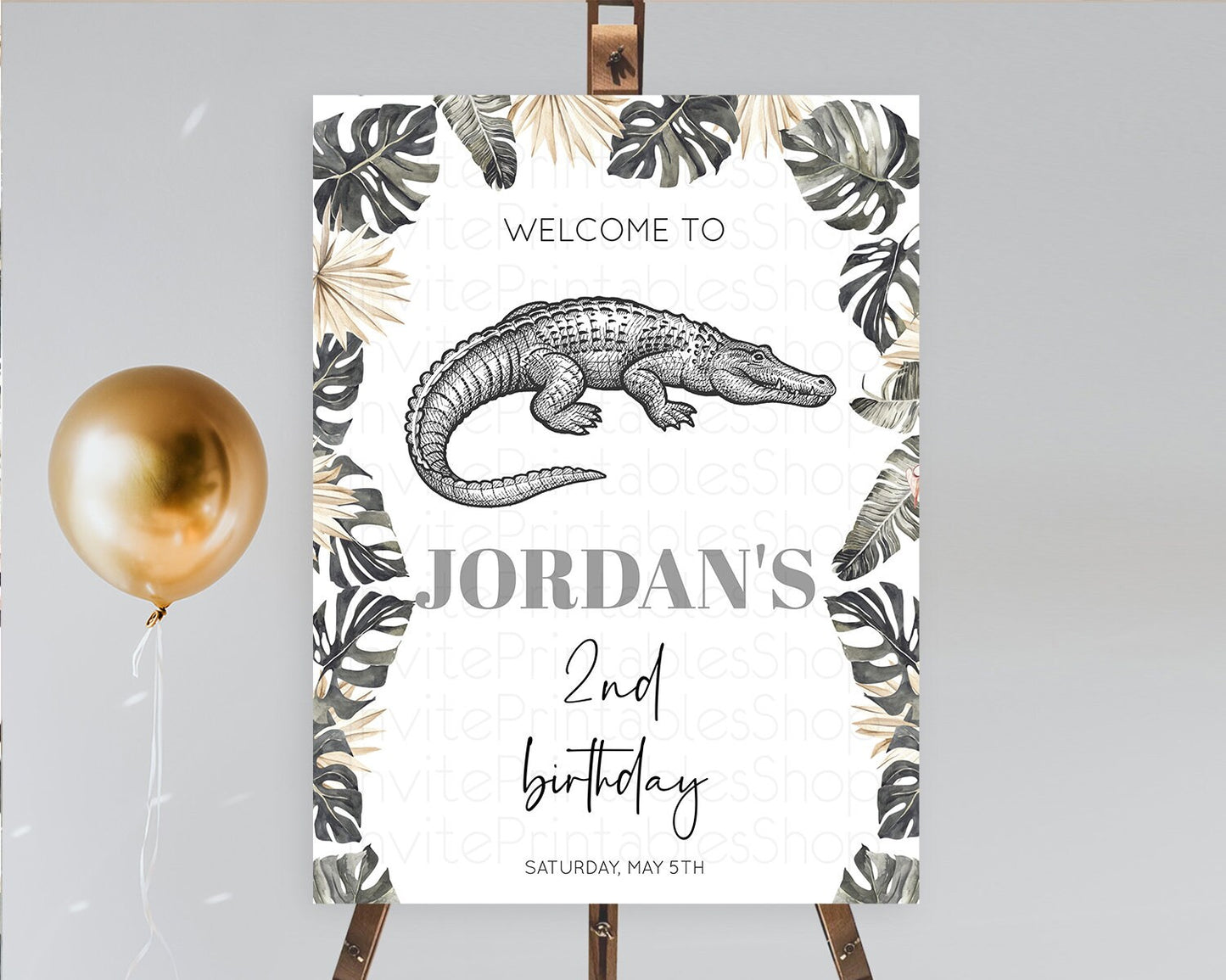 Crocodile Welcome Sign Alligator Welcome Board Croc Gator Party Welcome Poster Safari Decor Croc Gator First Birthday Welcome Sign D10830