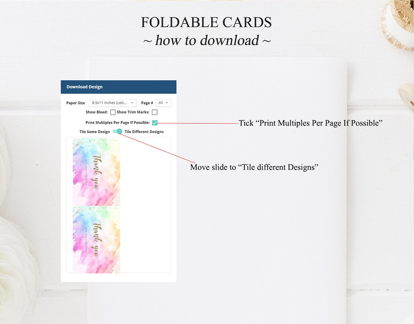Pastel Rainbow Thank you Colorful Watercolor Folded Gift Cards Custom Note Message Glitter Birthday Engaged Baby Shower Wedding Guests g504