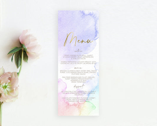Editable Pastel Menu Pastel Rainbow Menu Template Colorful Pastel Table Deco