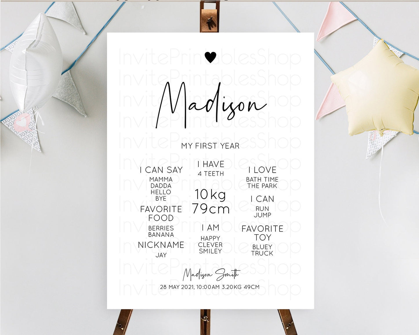 Minimalist First Birthday Milestone Poster White Milestone Board Minimalist Milestone Board Modern Simple 1st Birthday Welcome Sign D10955