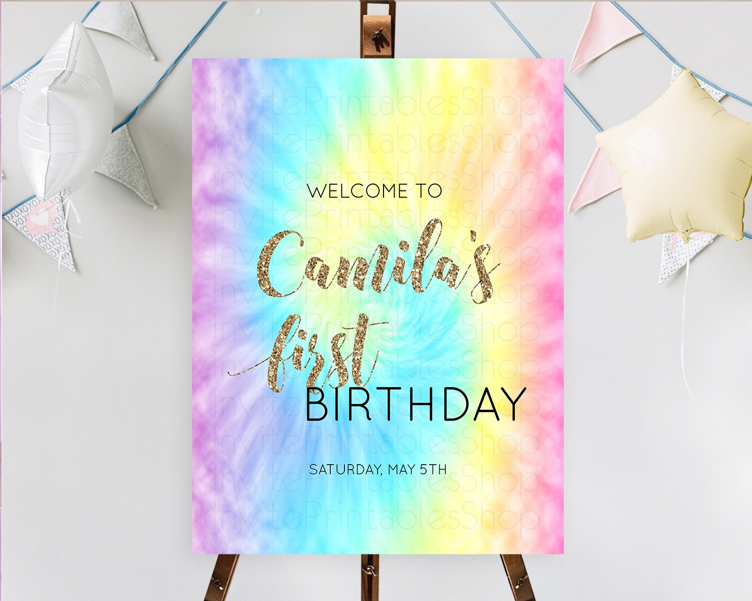 Editable Tie Dye Welcome Board Rainbow Tie Dye Welcome Sign Pastel Welcome P