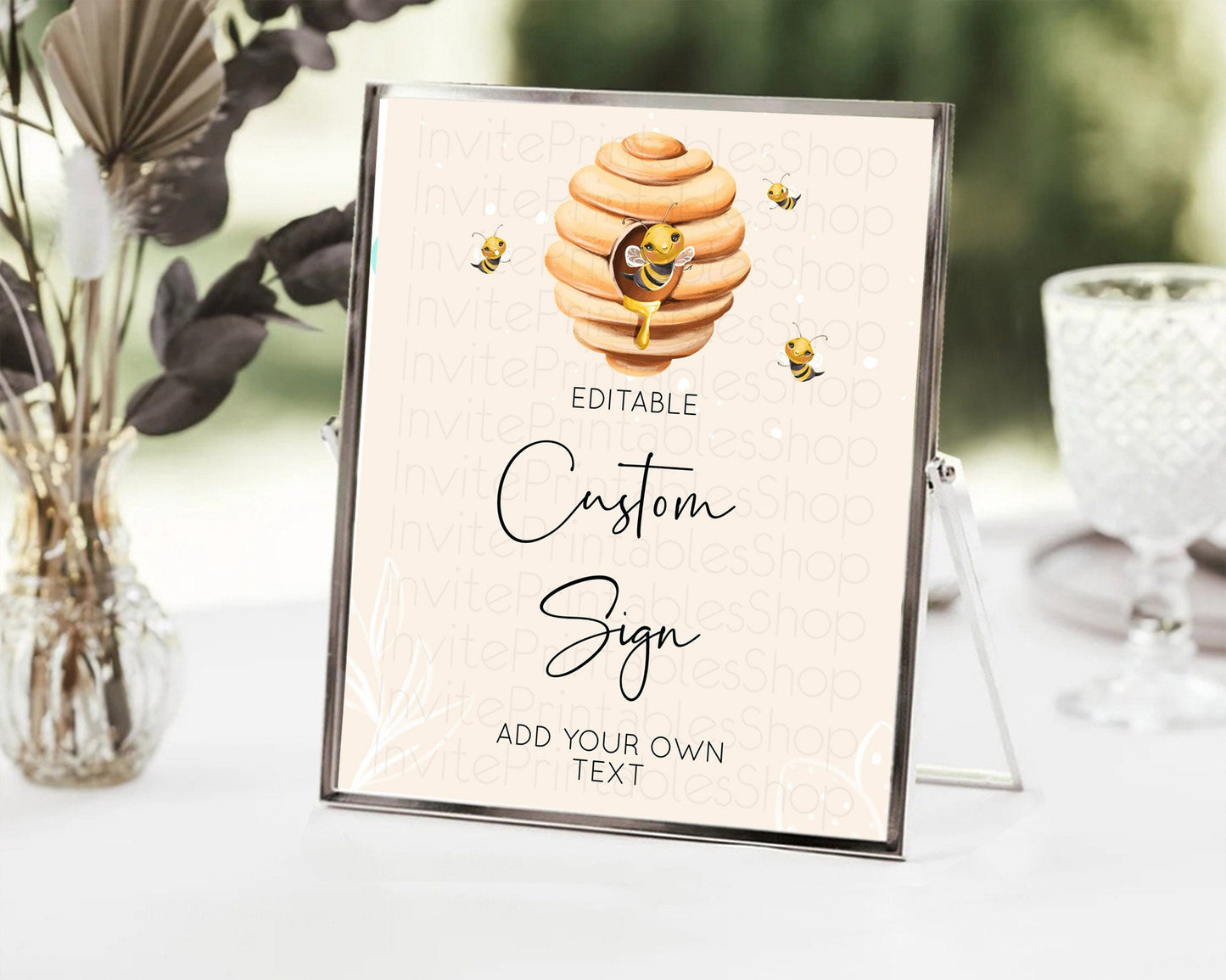 Queen Bee Sign Momma BEE Table Sign Decor First BEE-DAY 1st Birthday Baby Shower Baptism Wedding Floral Sweet Honey Beehive Party D10754