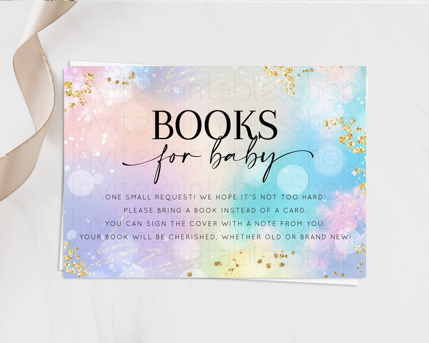 Pastel Books For Baby Card Pastel Rainbow Book Insert Colorful Ombre Watercolor Book Card Confetti Glitter Baby Book Poem Request D10675