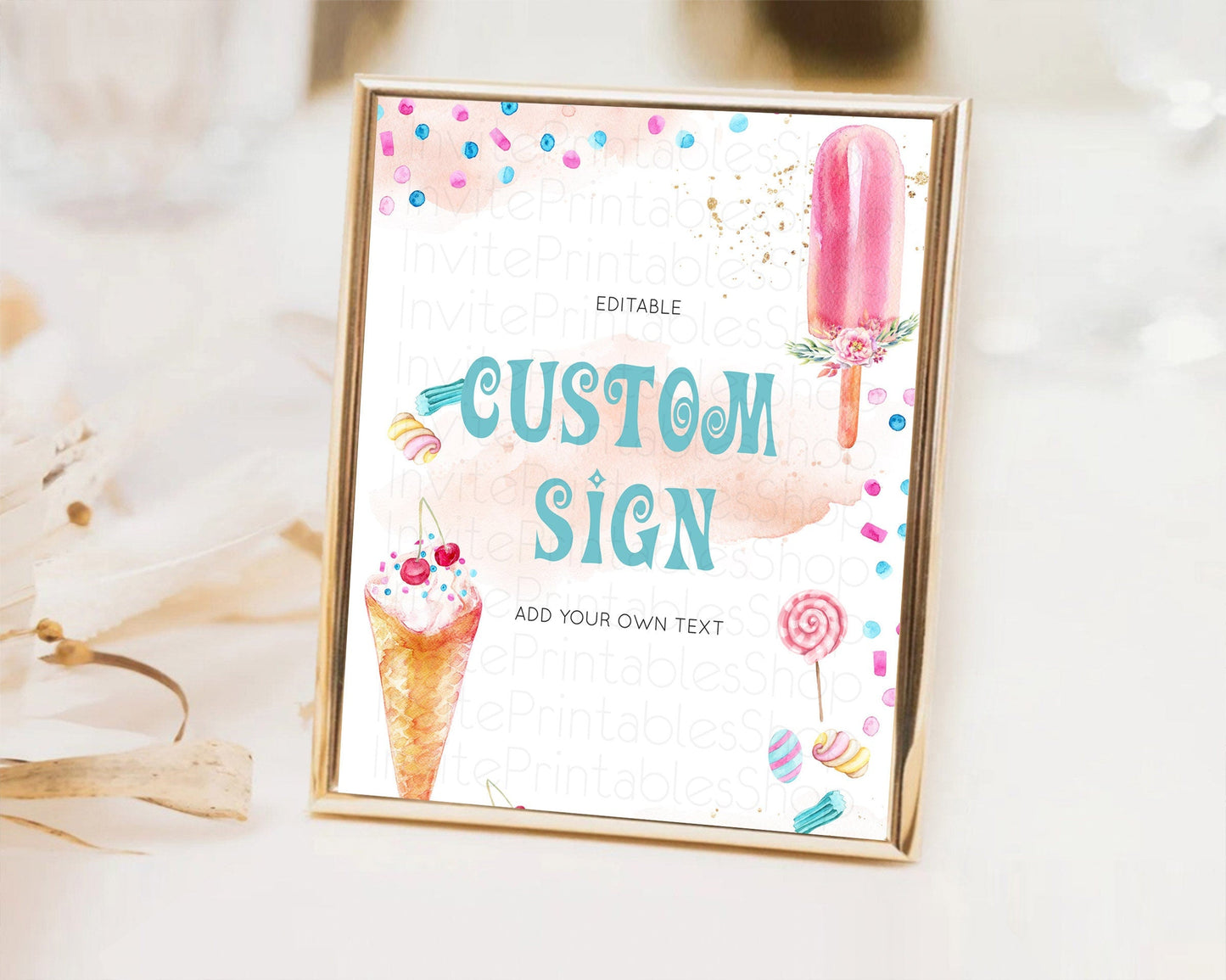 Ice Cream Sign Template Sweet One Sign Candy Table Sign Decor Heres The Scoop Party Pastel Candy Theme Birthday Baptism Baby Shower D10554