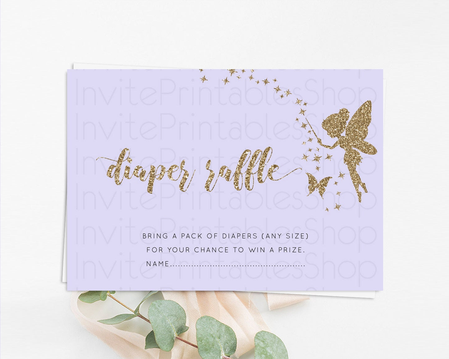 Fairy Diaper Raffle Card Fairy Diaper Insert Enchanted Garden Fairy Diaper Ticket Pastel Floral Butterfly Secret Garden Raffle Game D10389