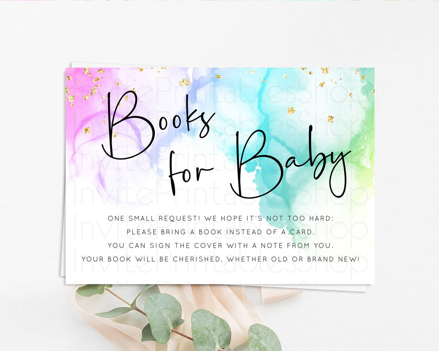 Pastel Books For Baby Card Pastel Rainbow Book Insert Colorful Ombre Watercolor Book Card Confetti Glitter Baby Book Poem Request D10181