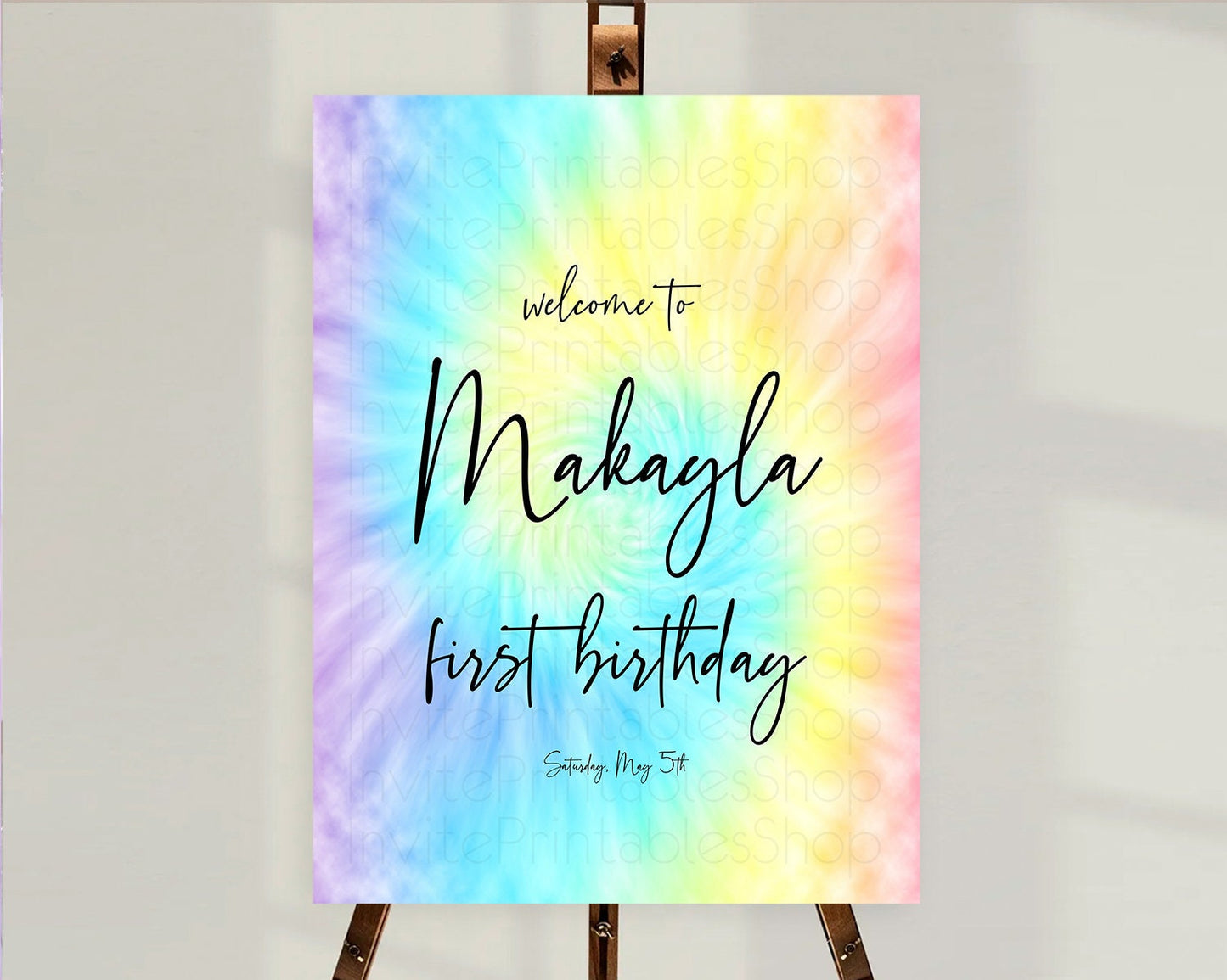 Tie Dye Welcome Board Rainbow Tie Dye Welcome Sign Pastel Welcome Poster Colorful Pastel Welcome Rainbow First Birthday Welcome Sign D10578