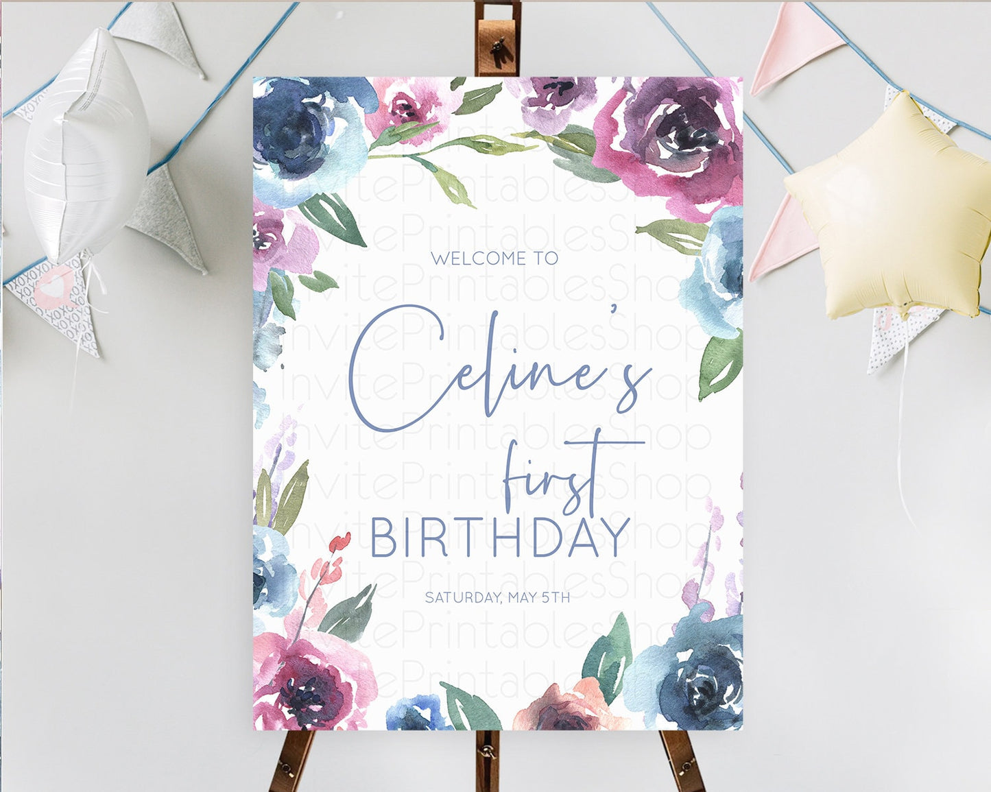 Secret Garden Welcome Sign Wildflower Welcome Board Pastel Flower Garden Welcome Poster Boho Wildflower First Birthday Welcome Sign D10780