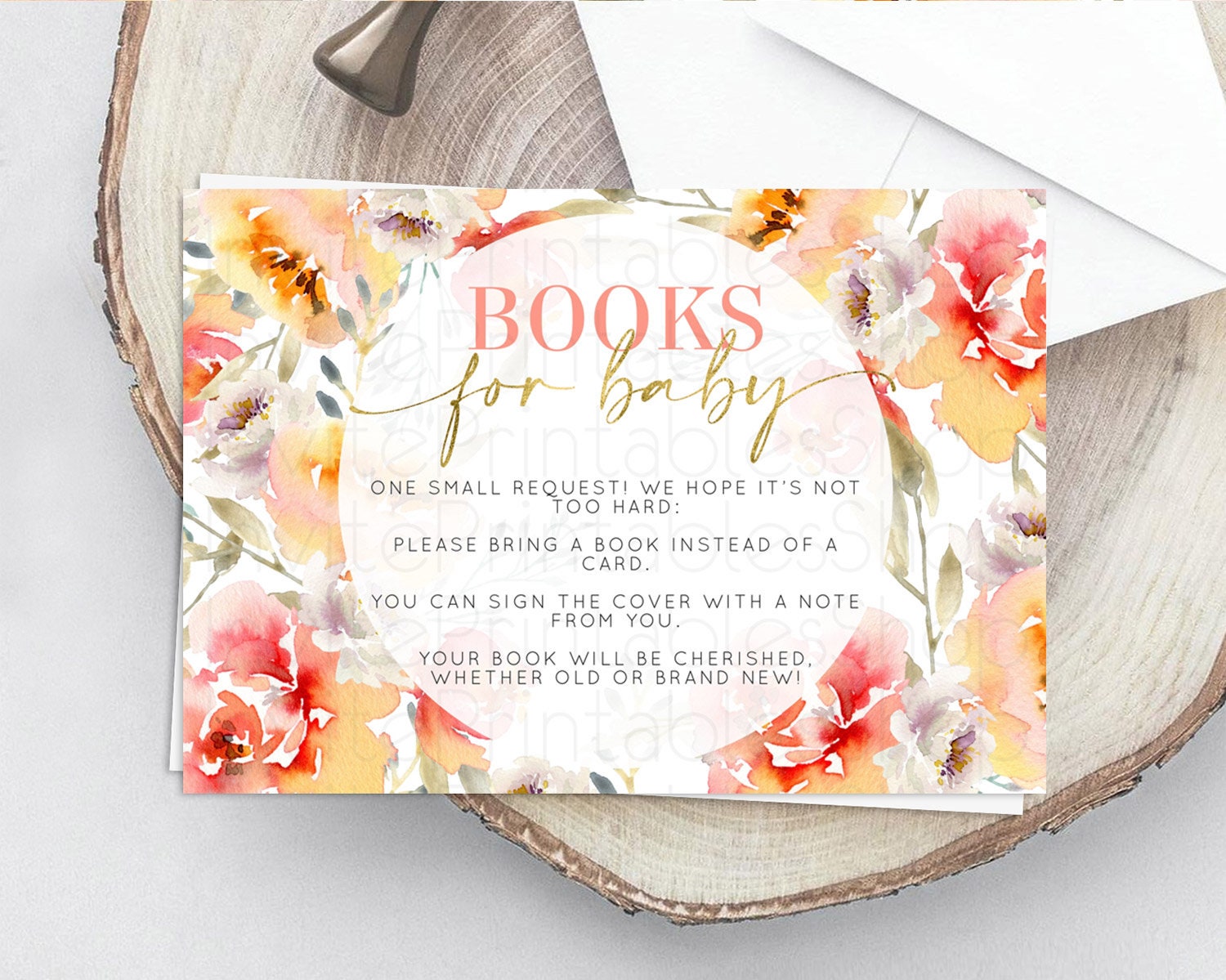 Editable Secret Garden Books For Baby Card Boho Wildflower Book Insert Paste
