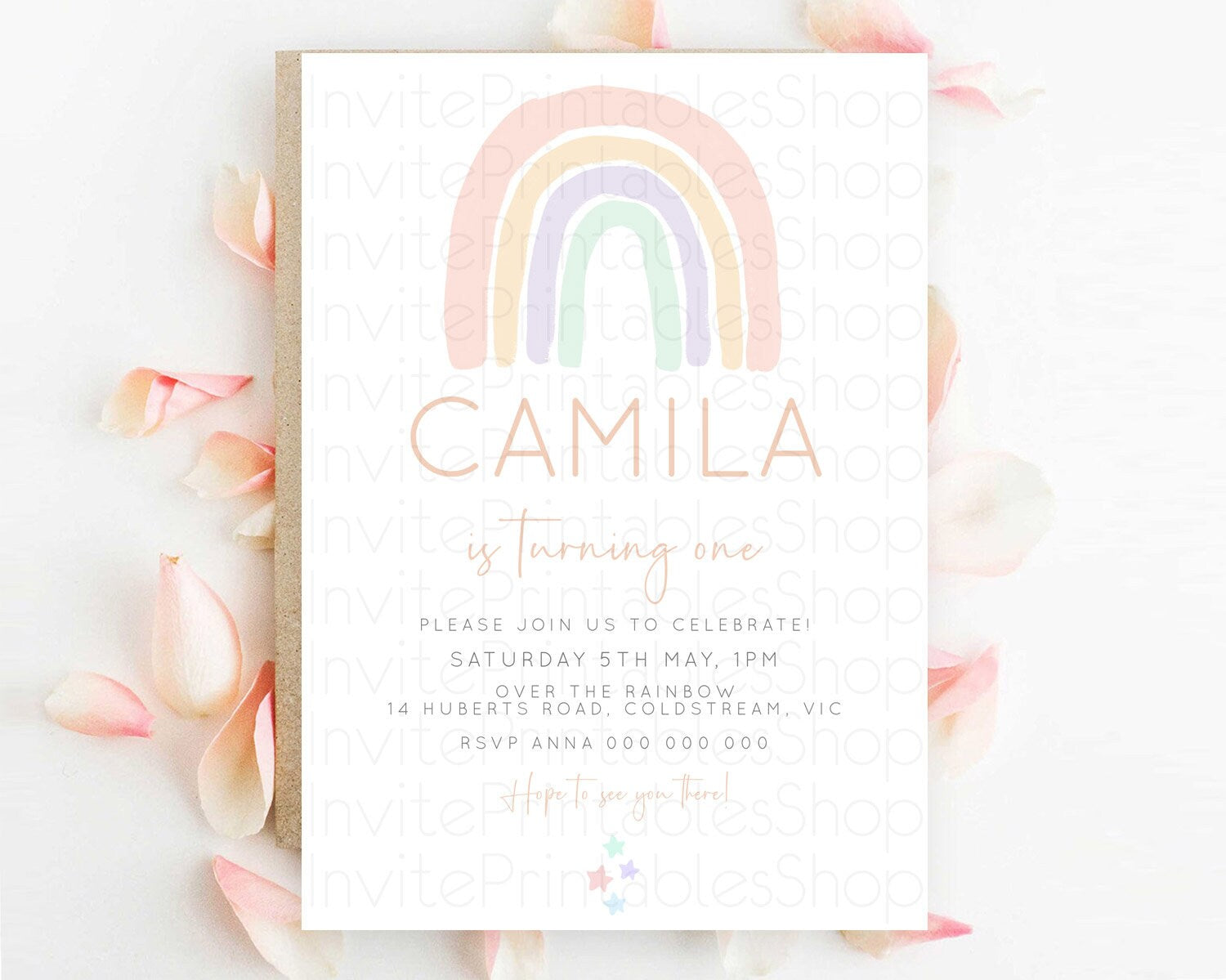 Editable Pastel Rainbow Birthday Invitation Pastel Rainbow Invitation Rainbo
