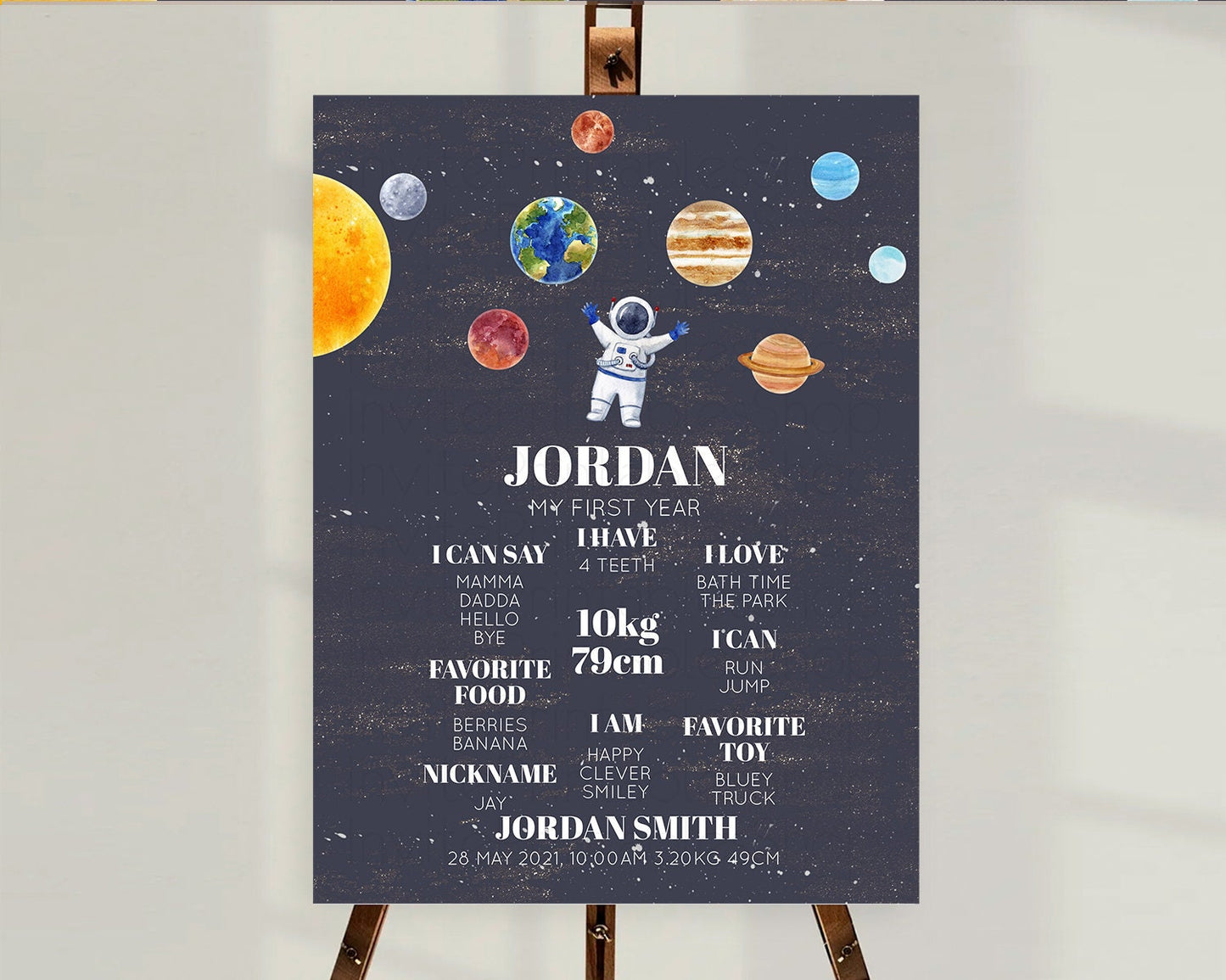 Space First Birthday Milestone Poster Space Milestone Board First Trip Around the Sun Planets Solar System ONE year Birthday Sign D10144