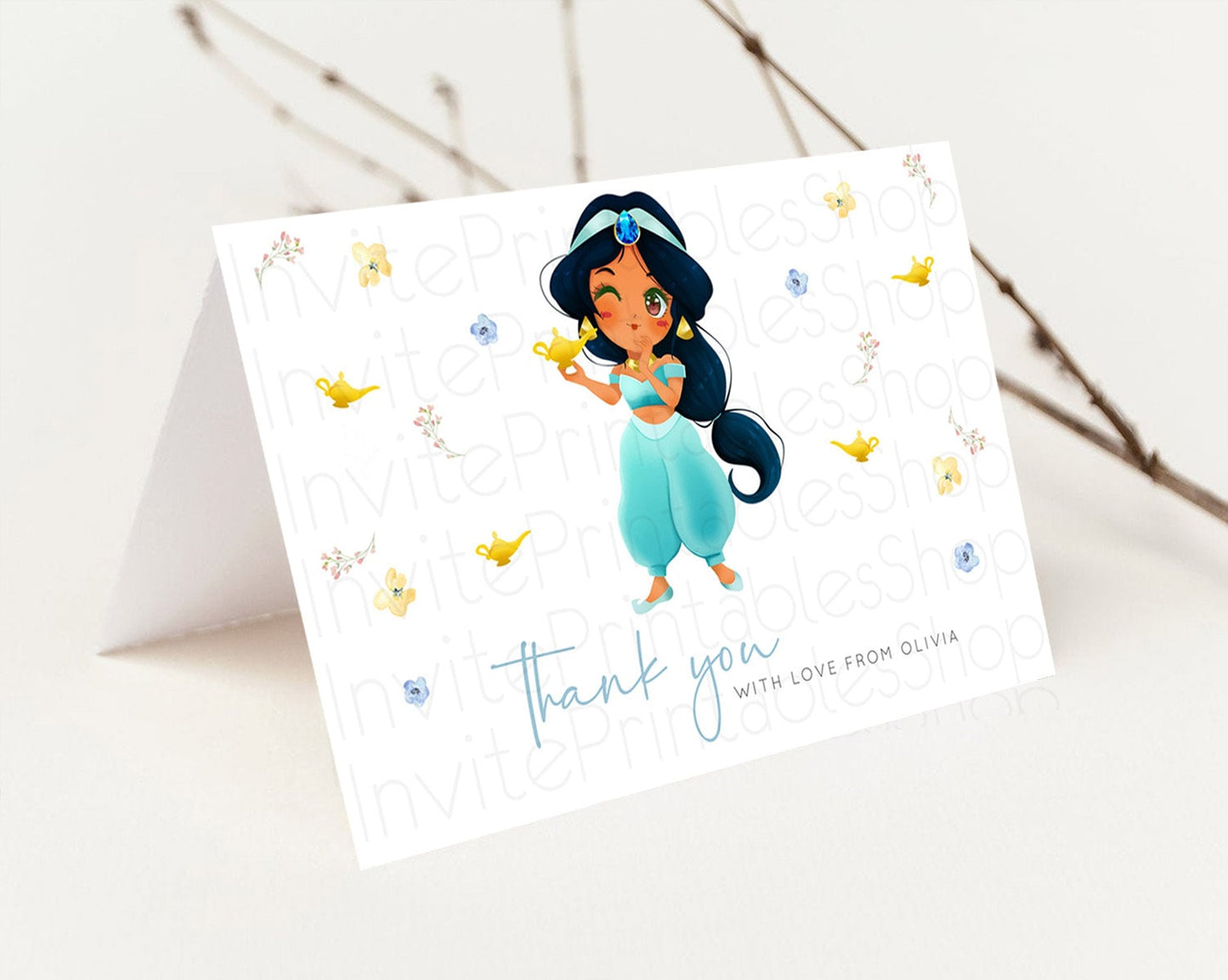 Princess Thank You Castle Thank You Card Secret Garden Birthday Thank You Card Enchanted Castle Pastel Floral Teacher Thank You Card D10887