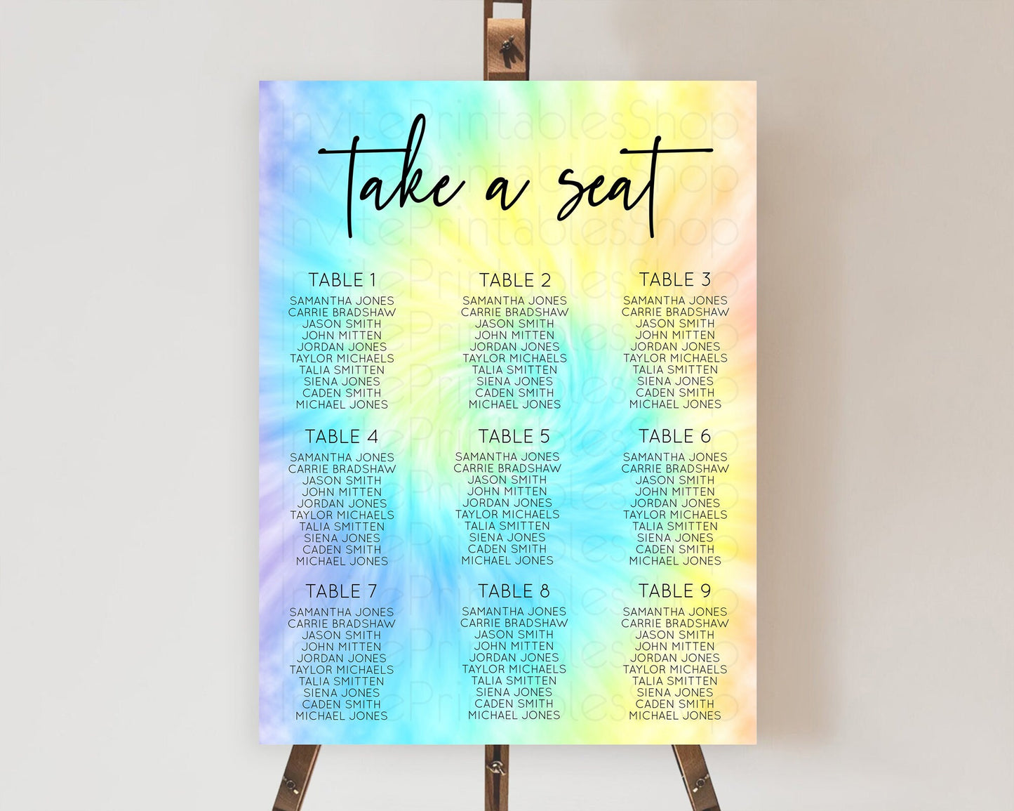 Tie Dye Seating Chart Rainbow Tie Dye Seating Chart Rainbow Colorful Seating Chart Tie Dye Pastel Rainbow Party Decor Take A Seat D10578