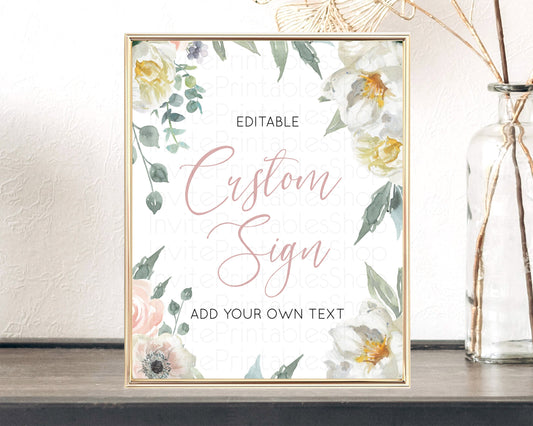 Editable Wildflower Floral Table Sign Decor Secret Garden Sign Template Past