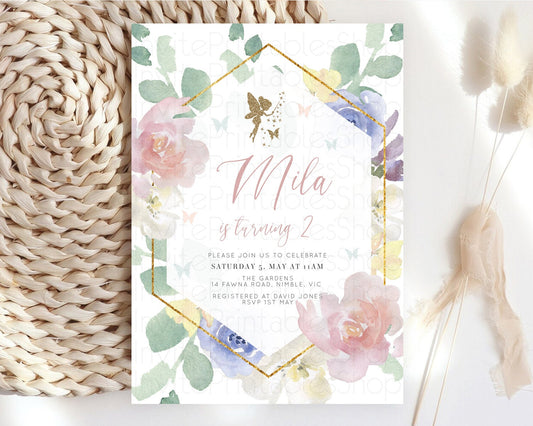 Editable Fairy Birthday Invitation Fairy Invites Fairy Tea Party Fairy Garde