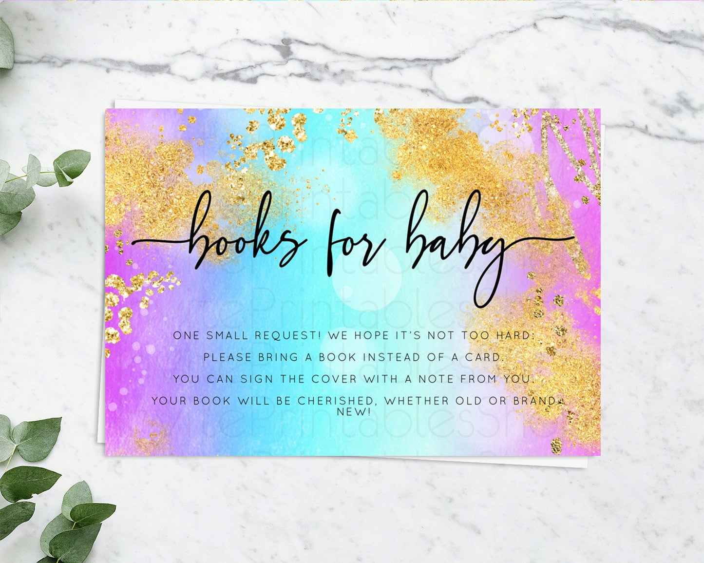 Pastel Books For Baby Card Pastel Rainbow Book Insert Colorful Ombre Watercolor Book Card Confetti Glitter Baby Book Poem Request D10564