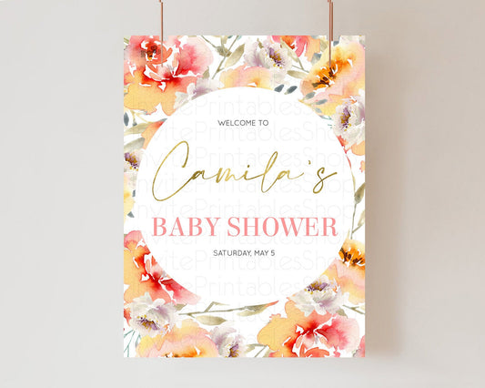 Editable Secret Garden Baby Shower Welcome Sign Wildflower Welcome Board Pas