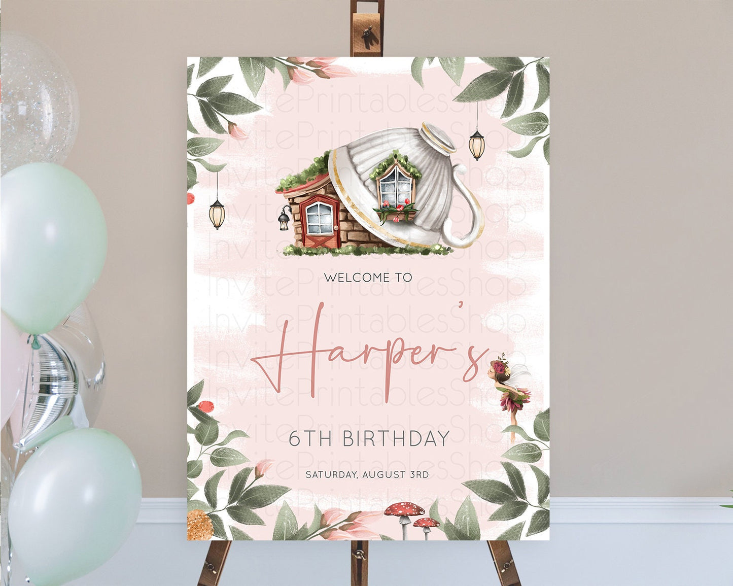 Editable Fairy Welcome Sign Fairy Welcome Board Enchanted Garden Pastel Flor