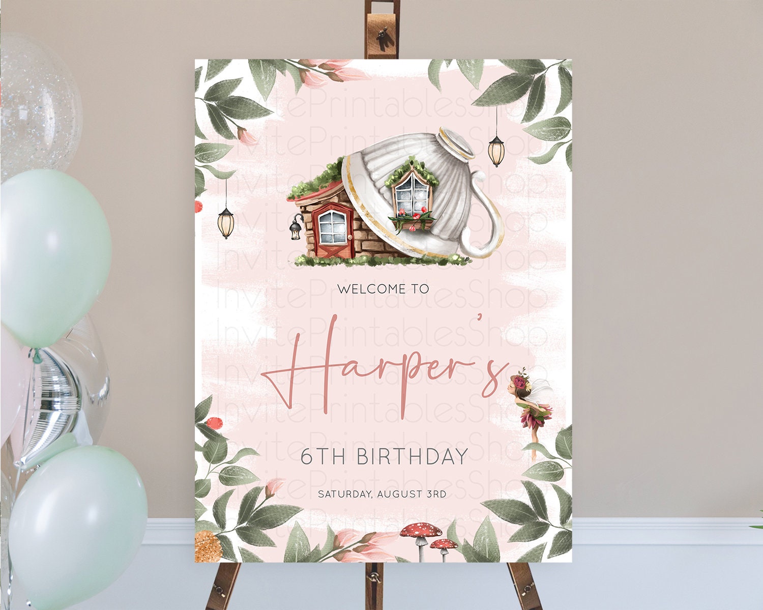 Editable Fairy Welcome Sign Fairy Welcome Board Enchanted Garden Pastel Flor