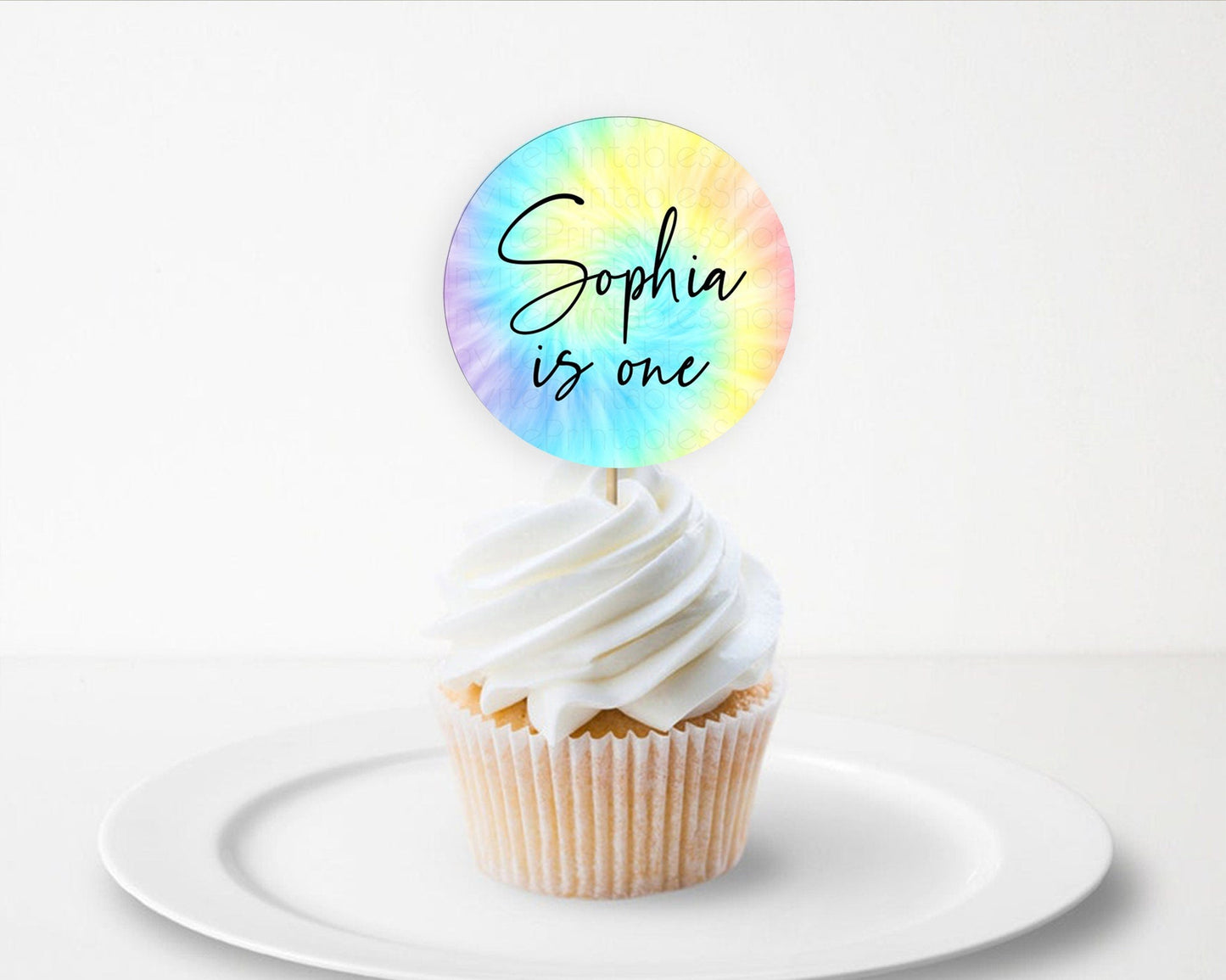 Tie Dye Cupcake Toppers Rainbow Tie Dye Cupcake Toppers Rainbow Colorful Cupcake Toppers Tie Dye Pastel Rainbow Party Cupcake Decor D10578